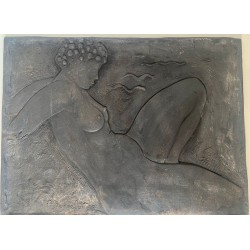 Cast Iron Fireback with Reclining Nude by Alain Bonnefoit, Circa 1980
